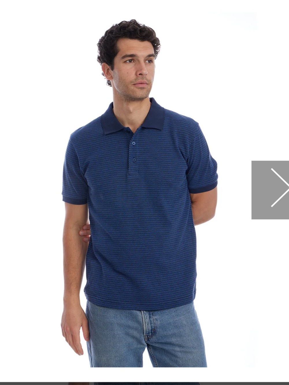 PX Clothing Men's Owen Jacquard Polo Navy Size Large